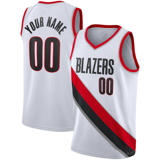 Custom P.Trail Blazers 2020-21 Swingman  Jersey Association Edition  White Stitched Basketball Jersey