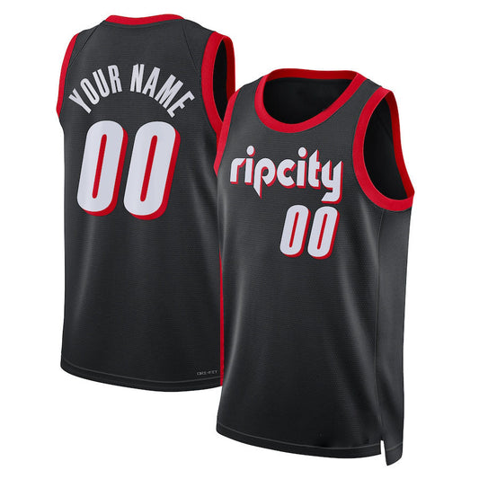 Custom P.Trail Blazers 2021-22 Swingman Custom Jersey City Edition Black Stitched Basketball Jersey