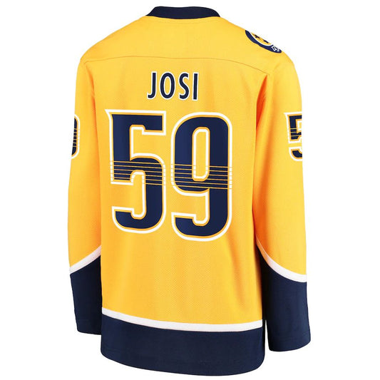 N.Predators #59 Roman Josi Fanatics Branded Home Replica Player Jersey Gold Stitched American Hockey Jerseys