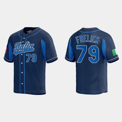 #79 SAL FRELICK ITALY BASEBALL 2023 WORLD BASEBALL CLASSIC JERSEY – ROYAL Stitches Baseball Jerseys