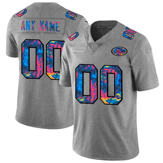Football Jerseys SF.49ers Custom Multi-Color 2020 Crucial Catch Vapor Untouchable Limited Jersey Greyheather American Stitched Jerseys