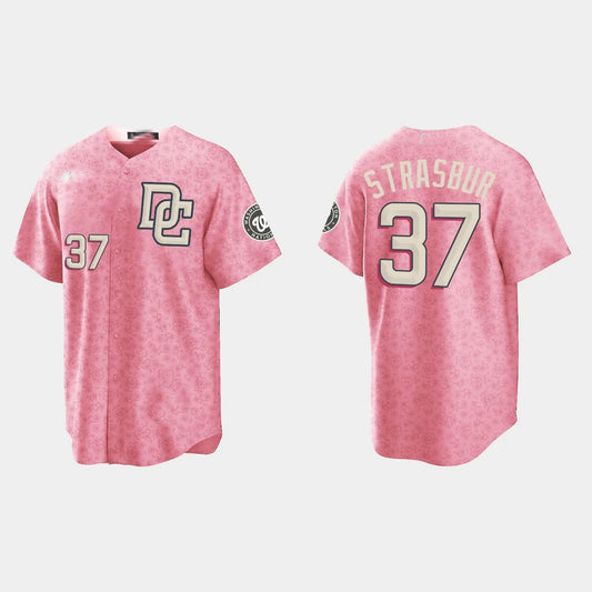 #37 STEPHEN STRASBURG WASHINGTON NATIONALS CITY CONNECT SPECIAL EDITION JERSEY – PINK Baseball Jerseys