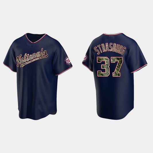 #37 STEPHEN STRASBURG WASHINGTON NATIONALS 2021 MEMORIAL DAY JERSEY – NAVY Baseball Jerseys