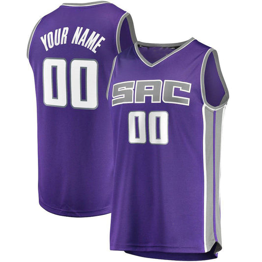 Custom S.Kings Fanatics Branded Fast Break Replica Jersey Purple  Icon Edition Stitched Basketball Jersey