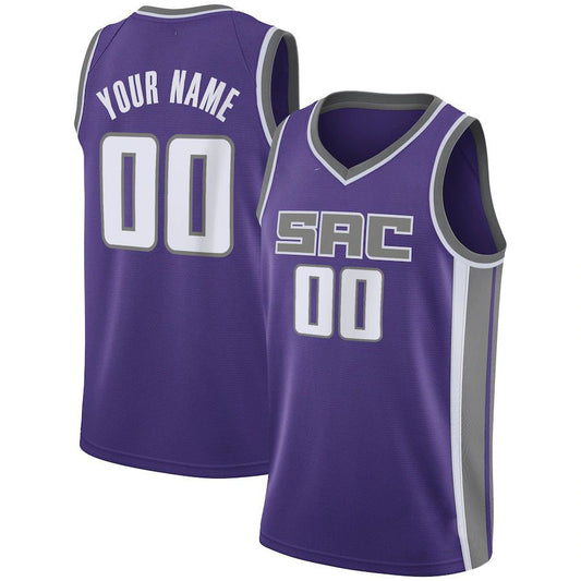 Custom S.Kings Swingman  Jersey Purple  Icon Edition Stitched Basketball Jersey