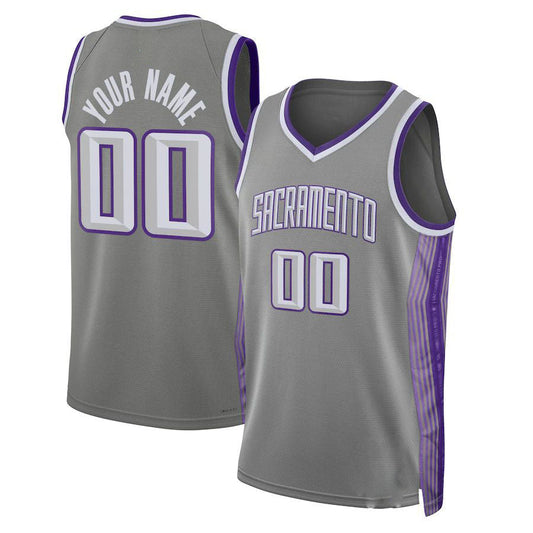 Custom S.Kings Unisex 202223 Swingman Jersey City Edition Gray Stitched Basketball Jersey