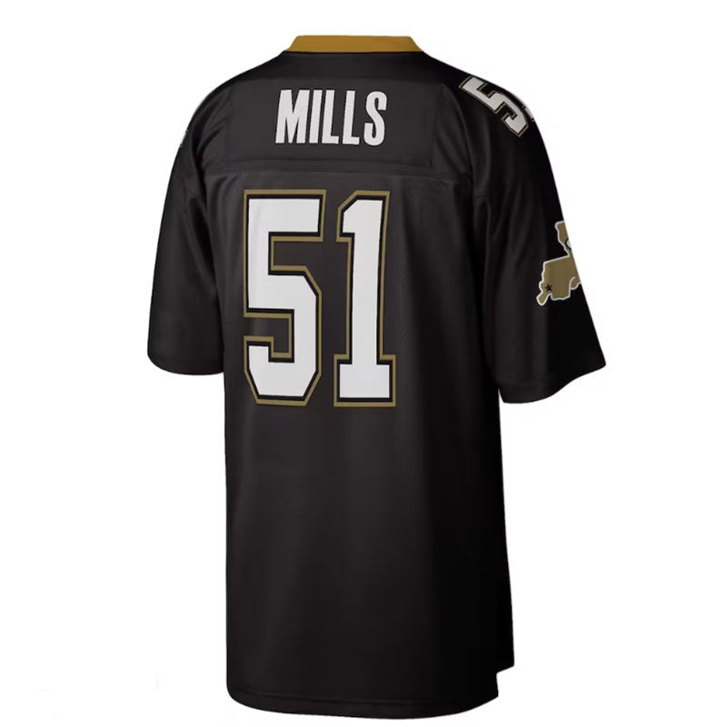 NO.Saints #51 Sam Mills Mitchell & Ness 1987 Legacy Replica Jersey - Black Stitched American Football Jerseys