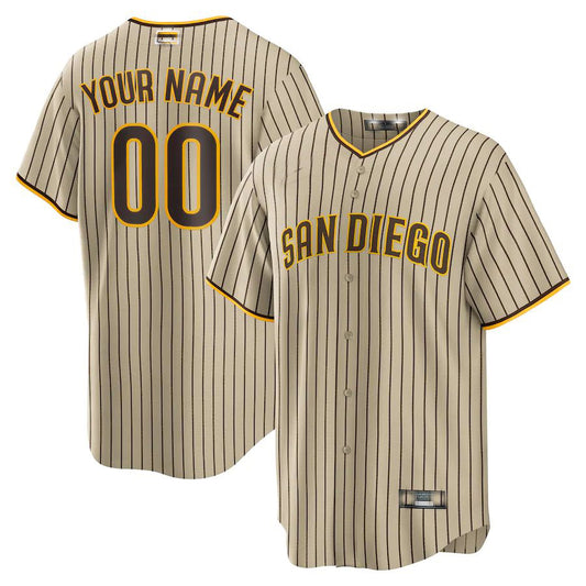 Custom San Diego Padres Brown Road Custom Replica Jersey Baseball Jerseys