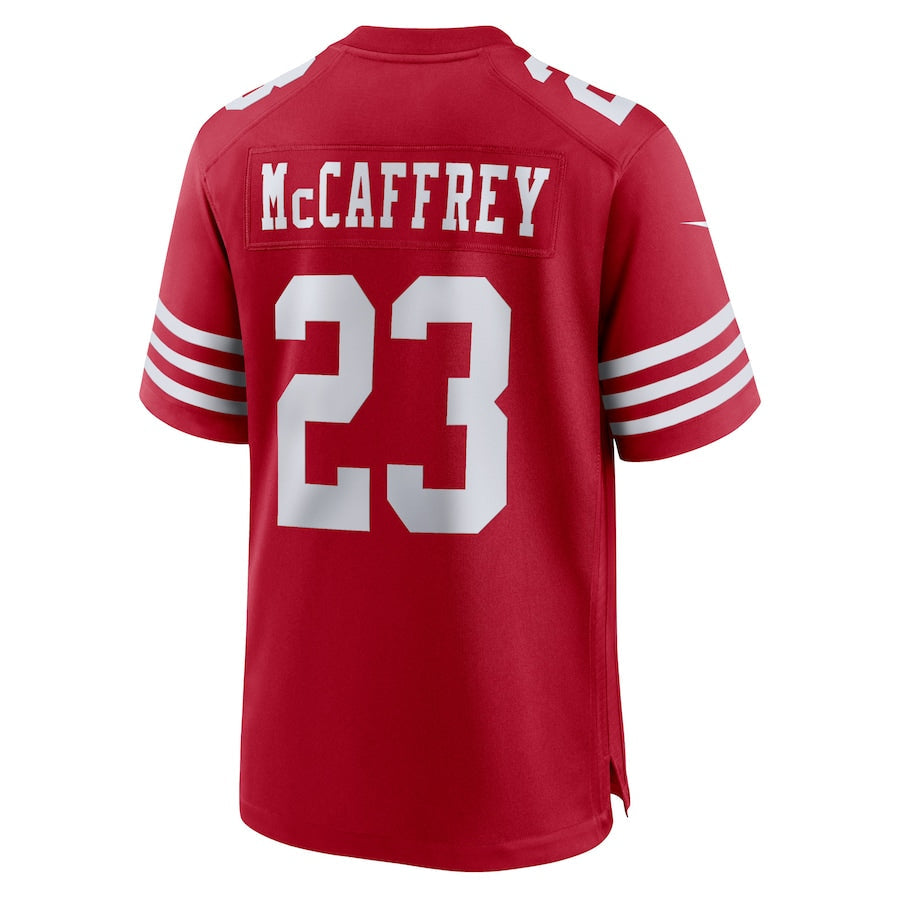 SF.49ers #23 Christian McCaffrey Scarlet Game Player Jersey Stitched American Football Jersey