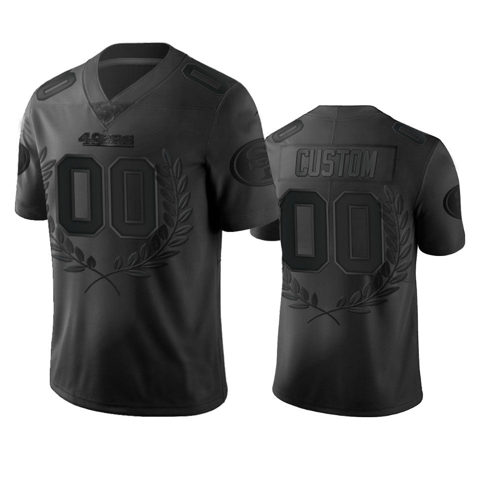 Custom SF.49ers Black Platinum Stitched American Football Jerseys