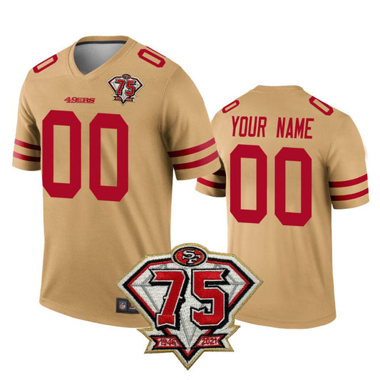 Custom SF.49ers Football Gold Stitched American Football Jersey