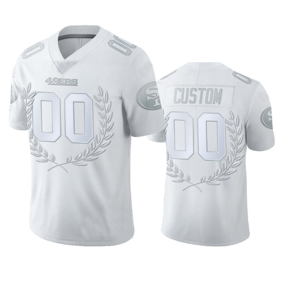 Custom SF.49ers Football White Platinum Stitched American Football Jerseys