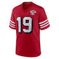 SF.49ers #19 Deebo Samuel Scarlet 75th Anniversary Alternate Red Stitched Game Jersey