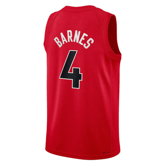 T.Raptors #4 Scottie Barnes Swingman Jersey Red Icon Edition Stitched American Basketball Jersey