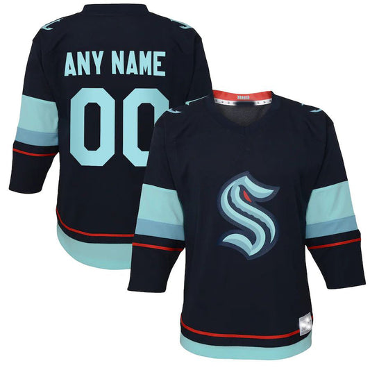 Custom S.Kraken Home Replica Navy Stitched American Hockey Jerseys