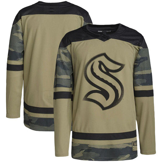 S.Kraken Military Appreciation Team Authentic Practice Jersey  Camo Stitched American Hockey Jerseys