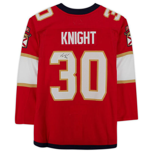 F.Panthers #30 Spencer Knight Fanatics Authentic Autographed  Red Stitched American Hockey Jerseys