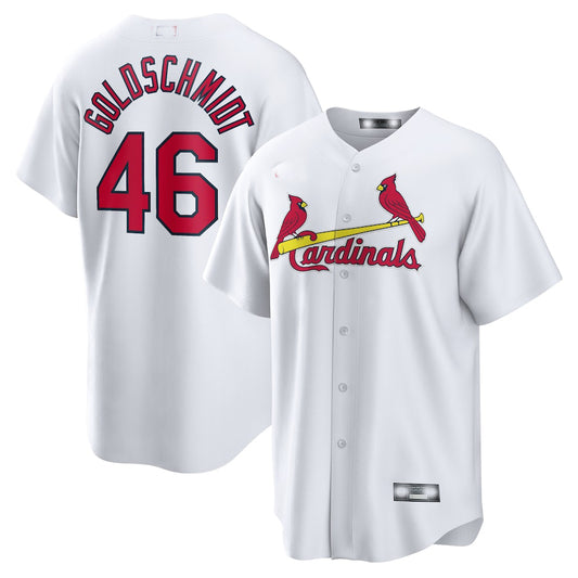 St. Louis Cardinals #46 Paul Goldschmidt White Home Replica Player Name Jersey Baseball Jerseys