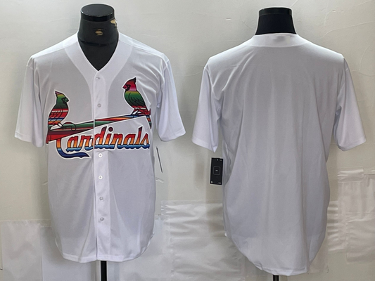 St. Louis Cardinals Blank White Rainbow Stitched Cool Base Jersey Baseball Jersey