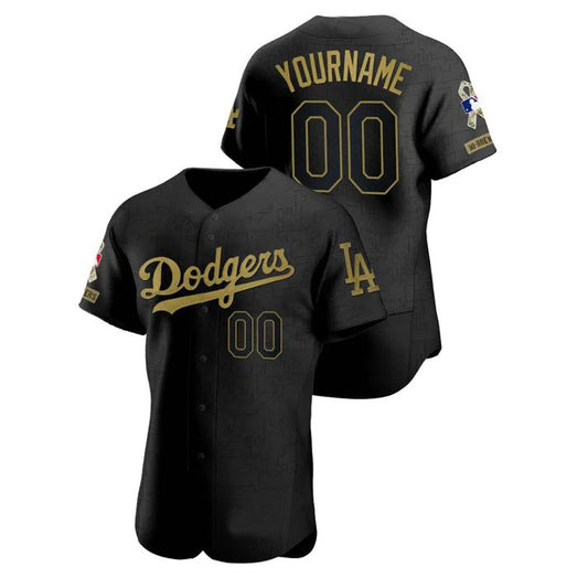 Custom Los Angeles Dodgers Stitched Black Salute To Service Jersey Baseball Jerseys