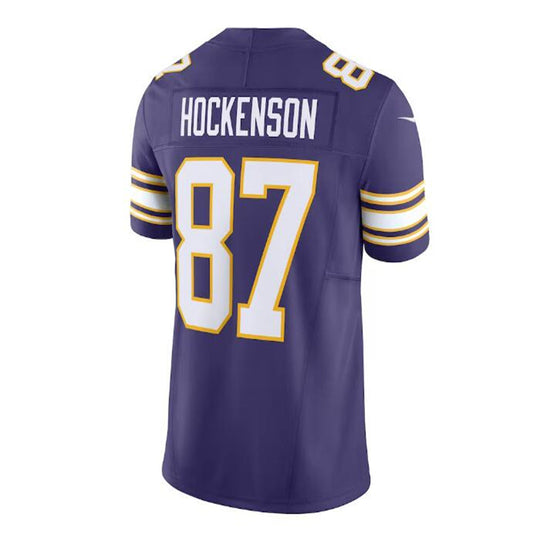 MN.Vikings #87 T.J. Hockenson Classic Vapor F.U.S.E. Limited Jersey - Purple Stitched American Football Jerseys