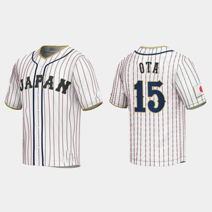 #15 TAISEI OTA JAPAN BASEBALL 2023 WORLD BASEBALL CLASSIC JERSEY – WHITE Stitches Baseball Jerseys