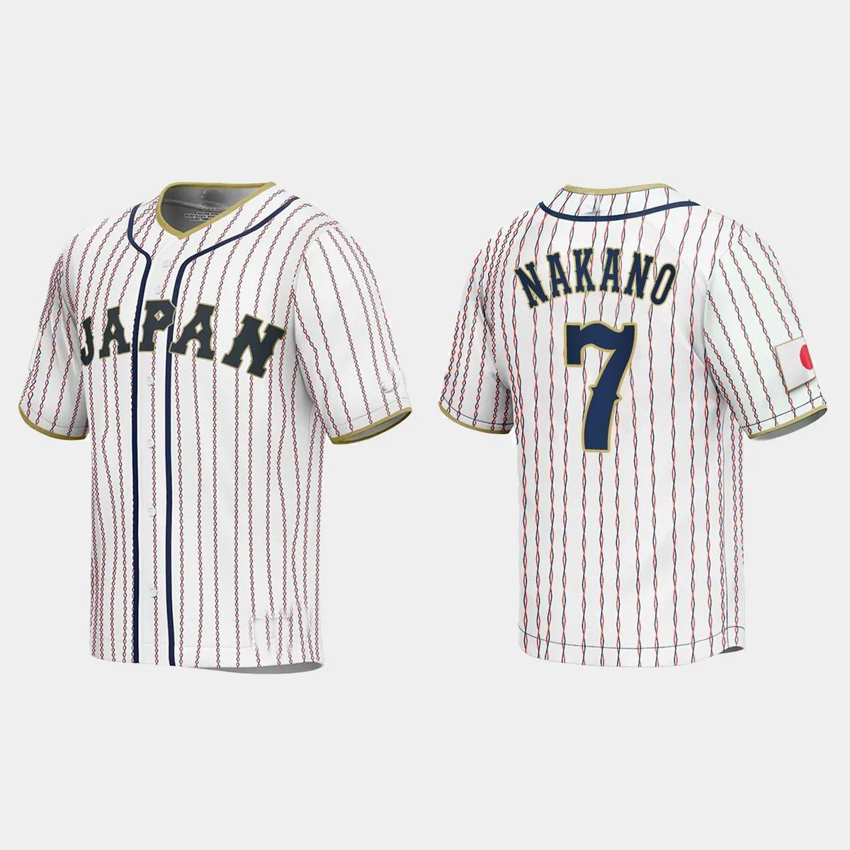 #7 TAKUMU NAKANO JAPAN BASEBALL 2023 WORLD BASEBALL CLASSIC JERSEY – WHITE Stitches Baseball Jerseys
