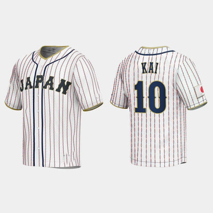 #10 TAKUYA KAI JAPAN BASEBALL 2023 WORLD BASEBALL CLASSIC JERSEY – WHITE Stitches Baseball Jerseys