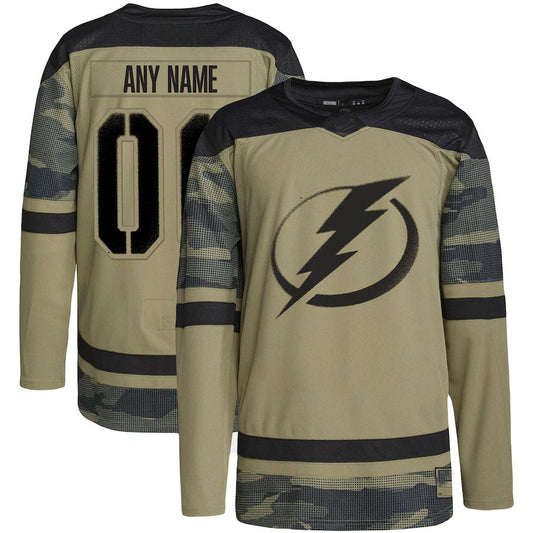 Custom TB.Lightning Military Appreciation Team Authentic Practice Jersey Camo Stitched American Hockey Jerseys