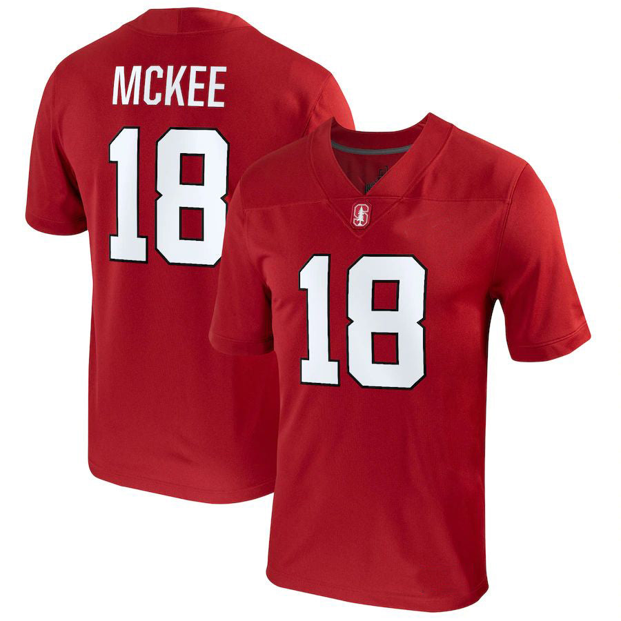 S.Cardinal #18 Tanner McKee NIL Replica Football Jersey - Crimson Stitched American College Jerseys