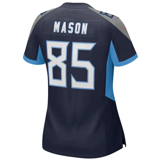 T.Titans #85 Derrick Mason Navy Game Retired Player Jersey Stitched American Football Jerseys