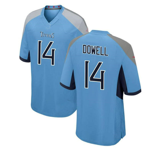 T.Titans #14 Colton Dowell Alternate Game Jersey - Light Blue Stitched American Football Jerseys