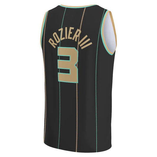 C.Hornets #3 Terry Rozier III Fanatics Branded Fastbreak Jersey City Edition Black Stitched American Basketball Jersey