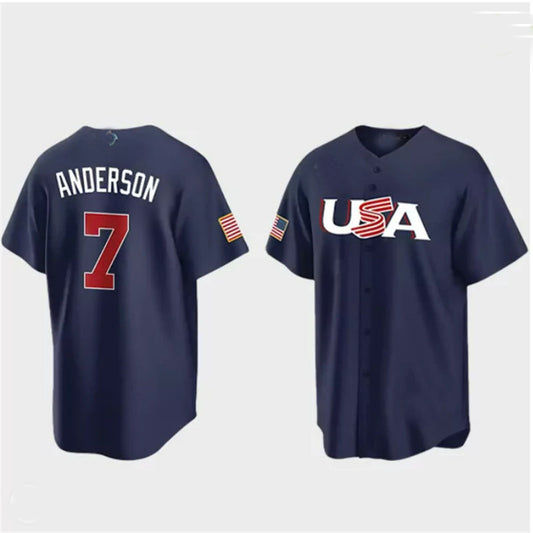 #7 Tim Anderson USA Baseball 2023 World Baseball Classic Jersey – Navy Stitches Baseball Jerseys
