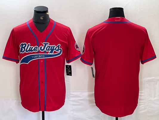 Toronto Blue Jays Blank Red Cool Base Stitched Baseball Jersey
