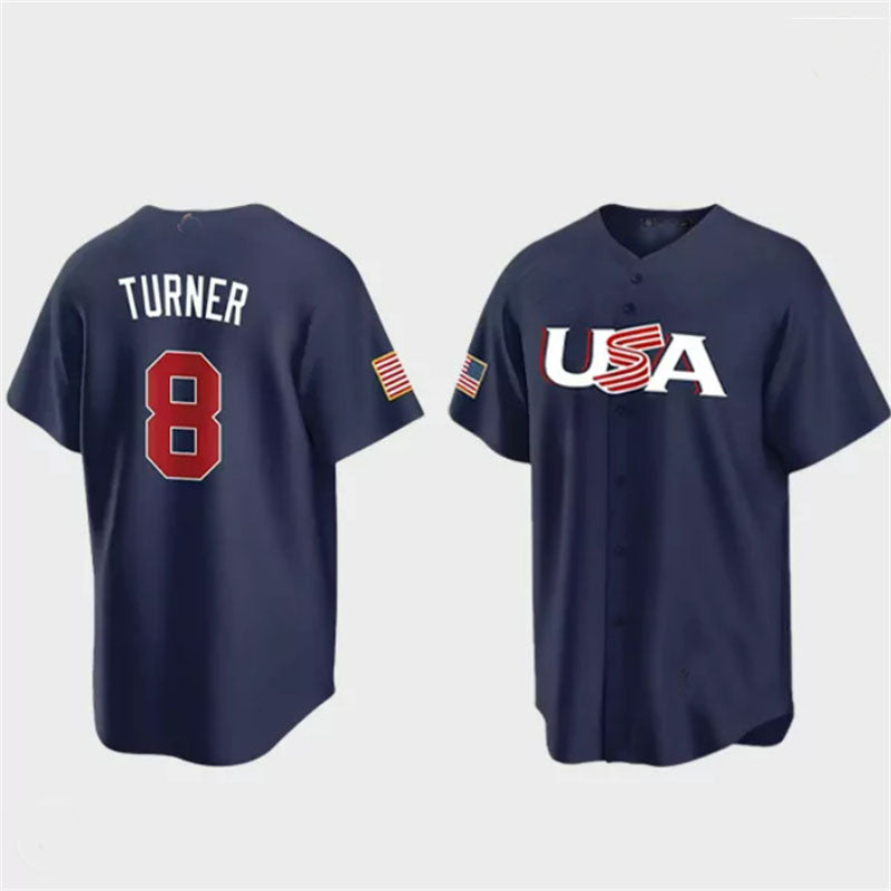 #8 Trea Turner USA Baseball 2023 World Baseball Classic Jersey – Navy Stitches Baseball Jerseys