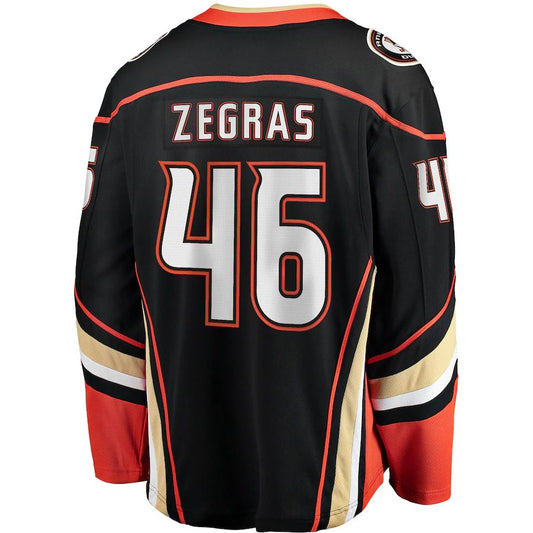 A.Ducks A.Ducks #46 Trevor Zegras Fanatics Branded Home Breakaway Jersey Black Stitched American Hockey Jerseys