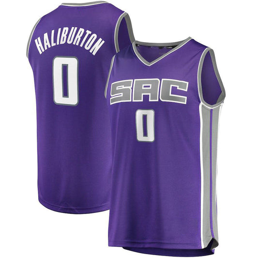 S.Kings #0 Tyrese Haliburton Fanatics Branded  Draft First Round Pick Fast Break Replica Jersey Purple - Icon Edition Icon Edition Purple Stitched American Basketball Jersey