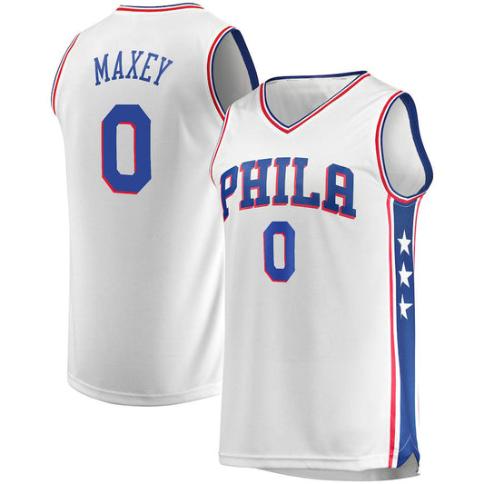 PH.76ers #0 Tyrese Maxey Fanatics Branded 2022-23 Fast Break Replica Jersey  White  Association Edition Stitched American Basketball Jersey