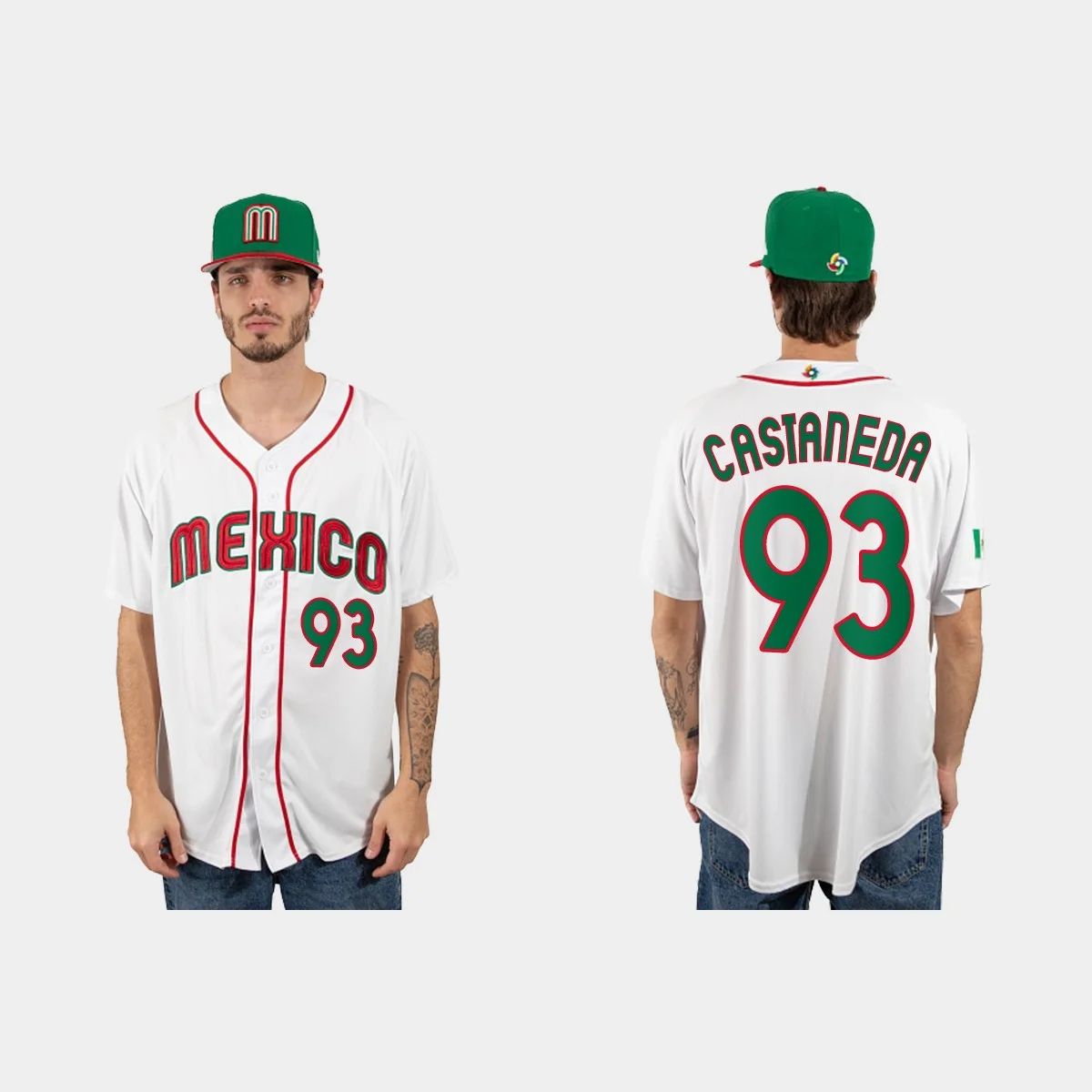 #93 VICTOR CASTANEDA MEXICO BASEBALL 2023 WORLD BASEBALL CLASSIC JERSEY – WHITE Stitches Baseball Jerseys