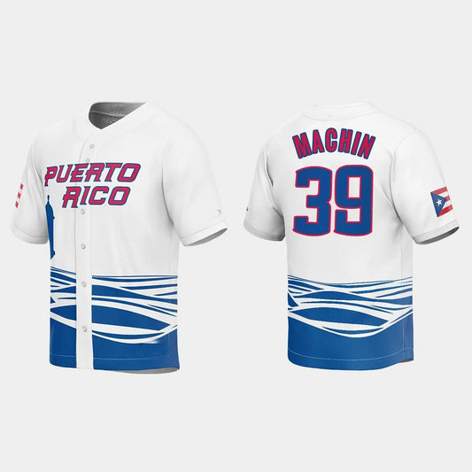 #39 VIMAEL MACHIN PUERTO RICO BASEBALL 2023 WORLD BASEBALL CLASSIC JERSEY – WHITE Stitches Baseball Jerseys