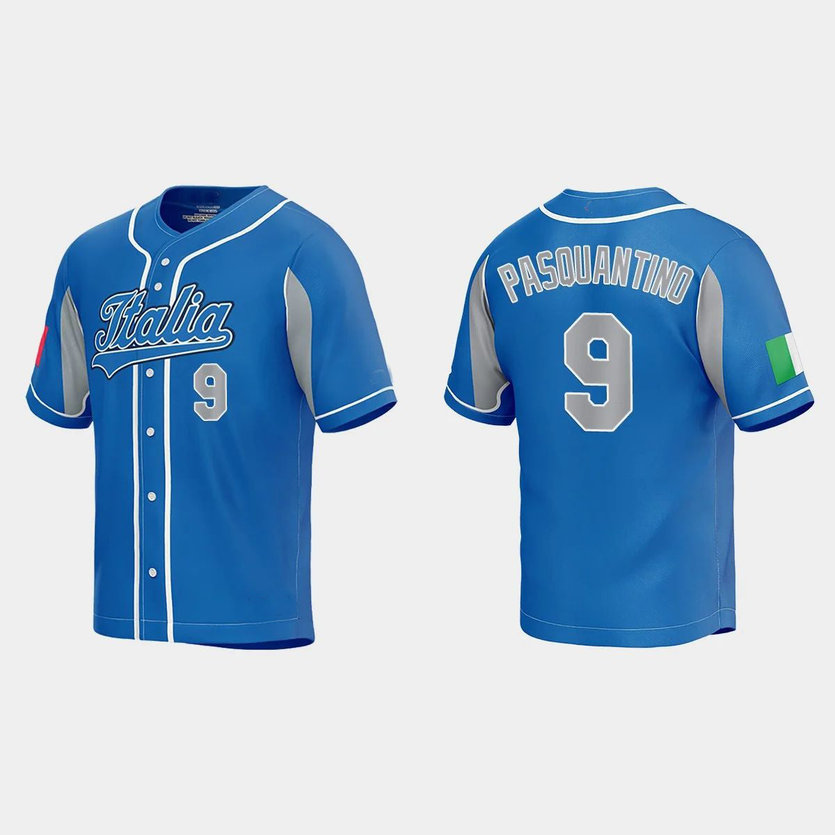 #9 VINNIE PASQUANTINO ITALY BASEBALL 2023 WORLD BASEBALL CLASSIC JERSEY – ROYAL Stitches Baseball Jerseys