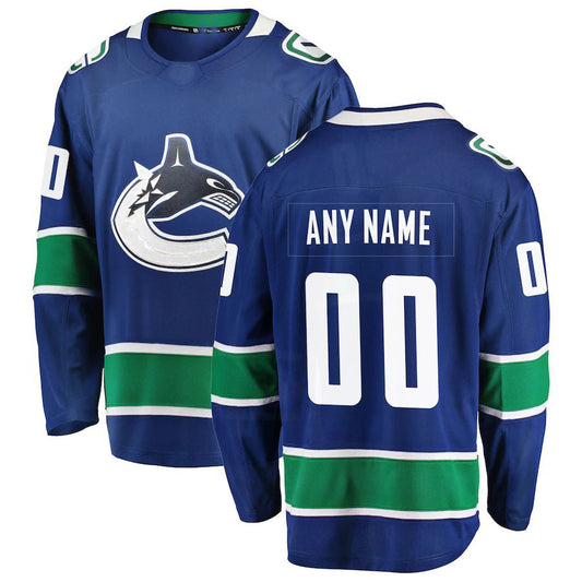 Custom V.Canucks  Fanatics Branded Home Team Breakaway Jersey  Royal Stitched American Hockey Jerseys