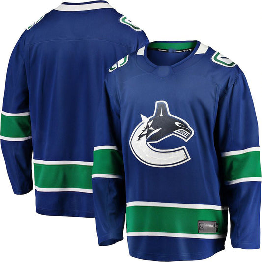 V.Canucks Fanatics Branded Home Team Breakaway Jersey Blue Stitched American Hockey Jerseys