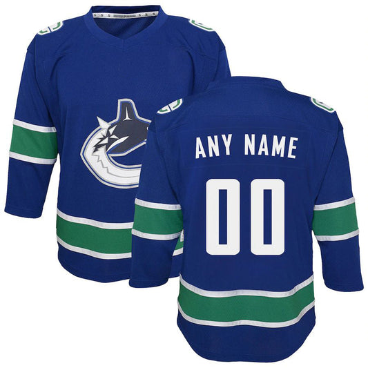 Custom V.Canucks Replica Jersey Blue Stitched American Hockey Jerseys