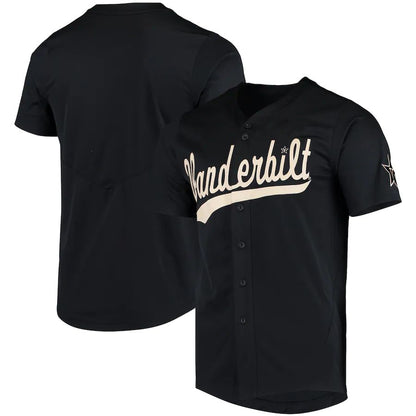 V.Commodores Vapor Untouchable Elite Replica Full-Button Baseball Jersey Black Stitched American College Jerseys