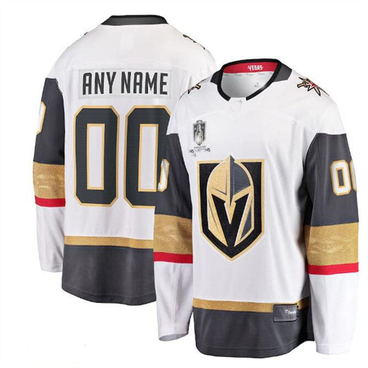 Custom V.Golden Knights Fanatics Branded 2023 Stanley Cup Champions Away Breakaway Custom Jersey - White Stitched American Hockey Jerseys