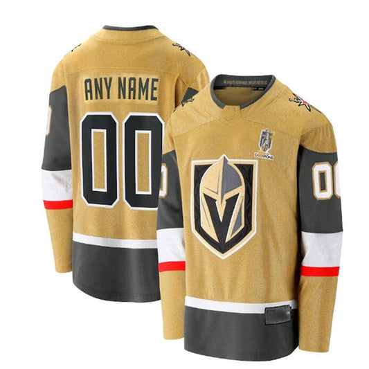 Custom V.Golden Knights Fanatics Branded 2023 Stanley Cup Champions Home Breakaway Custom Jersey - Gold Stitched American Hockey Jerseys