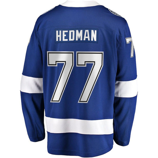 TB.Lightning #77 Victor Hedman Fanatics Branded Home Premier Breakaway Player Jersey  Blue Stitched American Hockey Jerseys