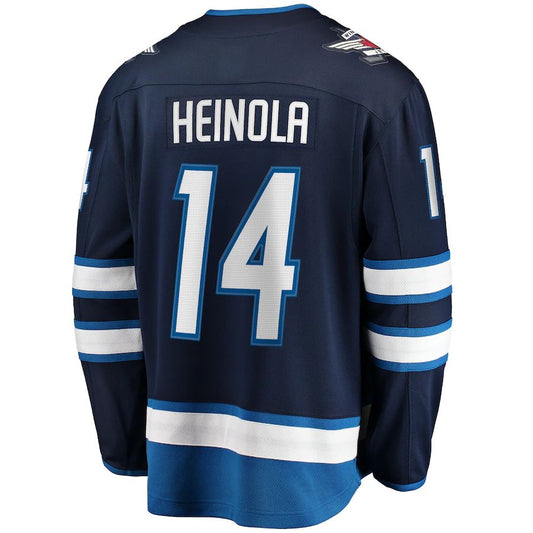 W.Jets #14 Ville Heinola Fanatics Branded Home Breakaway Player Jersey  Navy Stitched American Hockey Jerseys